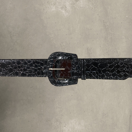 Black Snake Print Chunky Belt