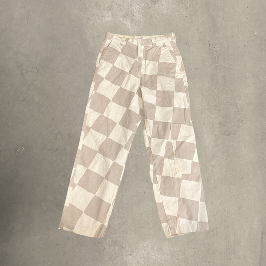Grey Checkered High Waisted Pants