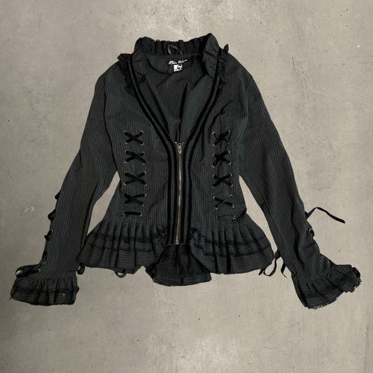 Plus Size Pinstripe Gothic Lace Jacket