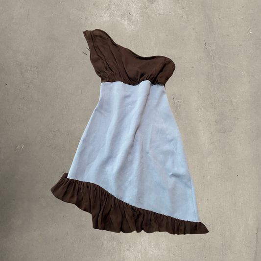 Asymmetrical Brown/Blue Dress