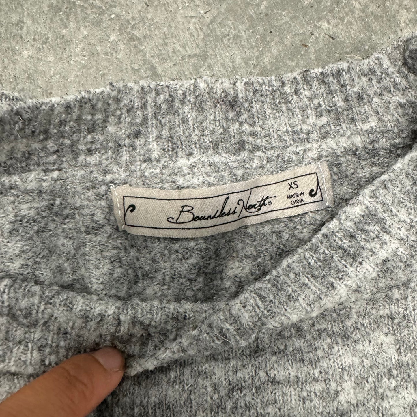 Grey Floral Knit Cropped Sweater