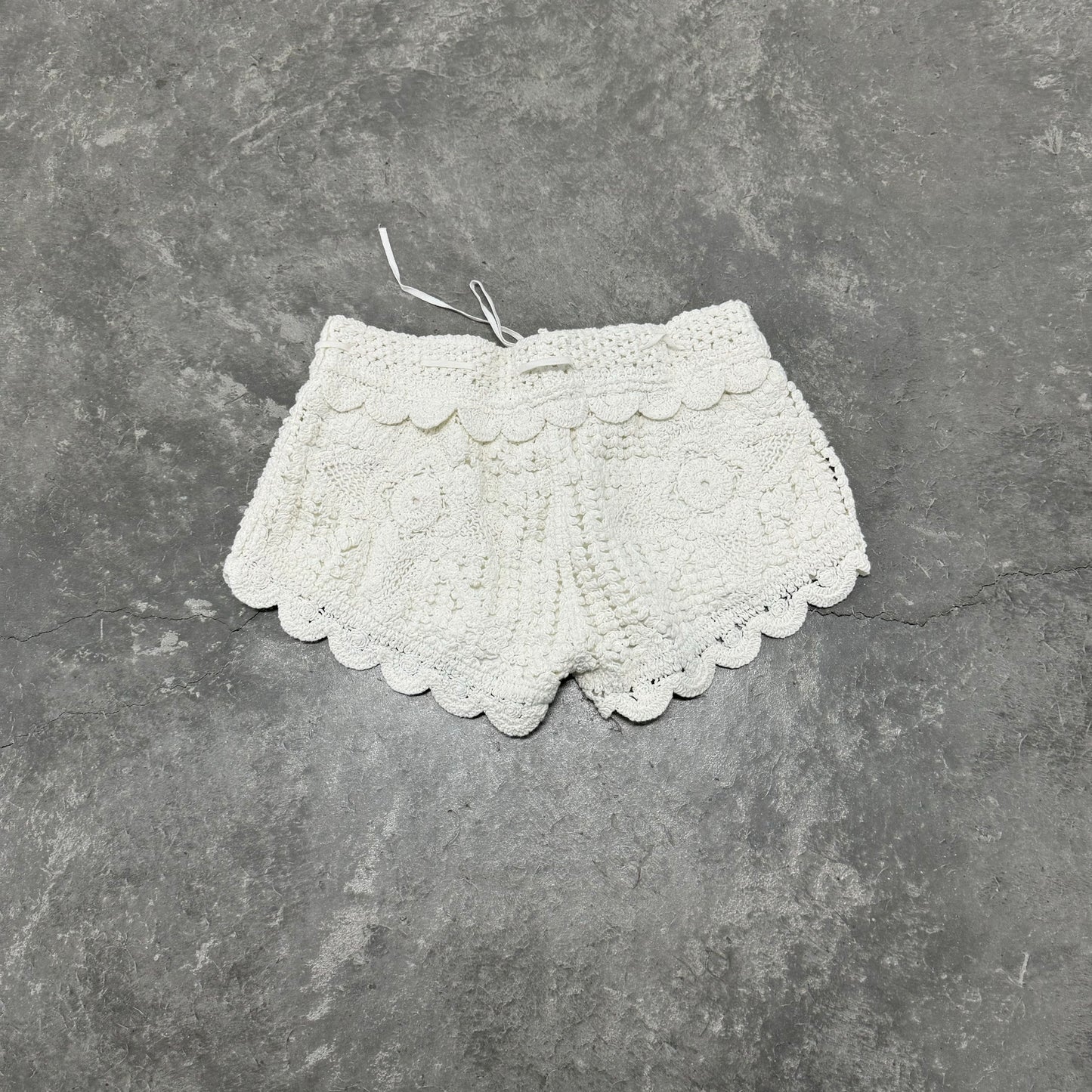 White Knit Mini Shorts