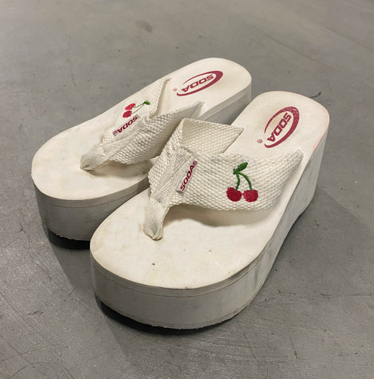 Cherry White Platform Sandals Size 5.5W