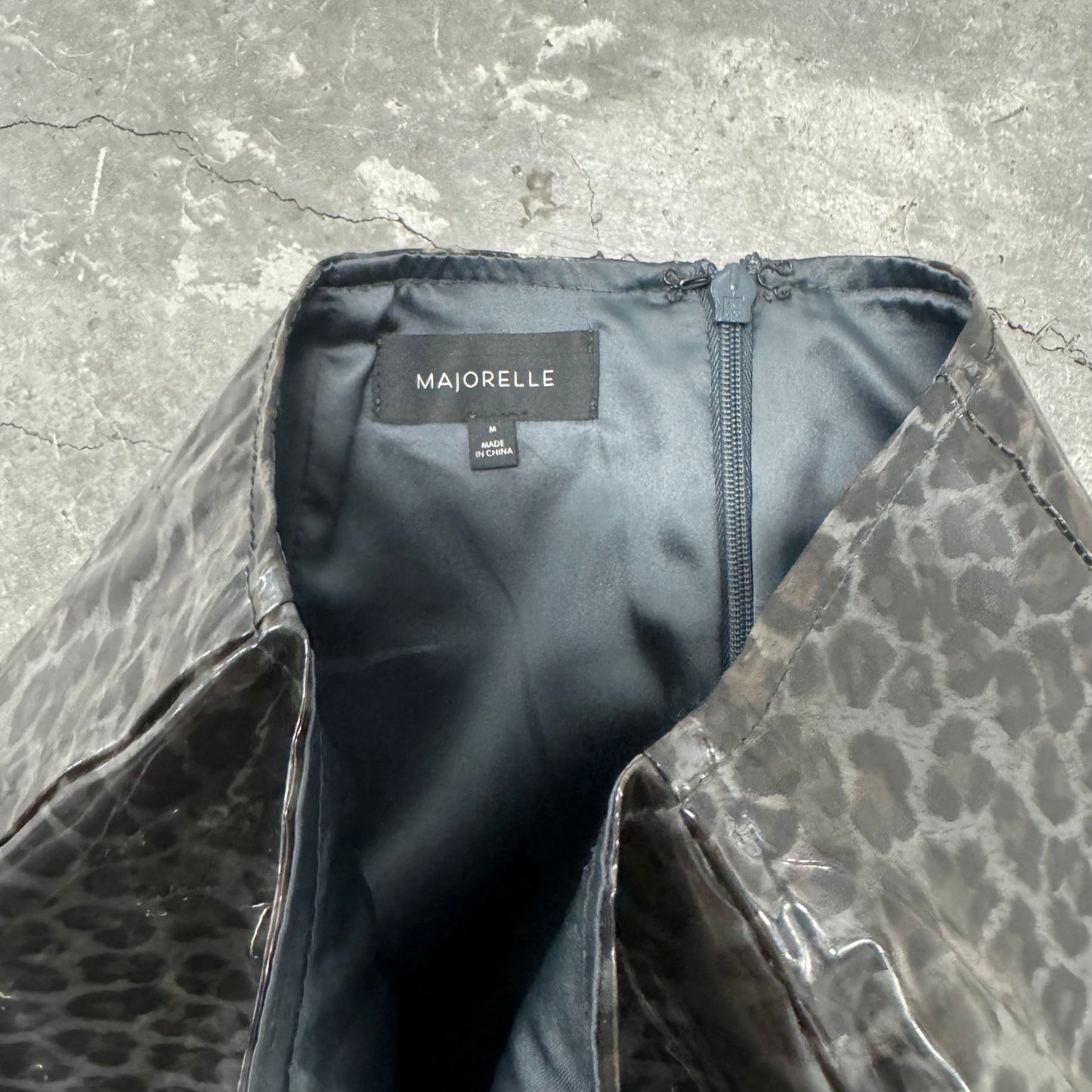 Grey Cheetah Print Vinyl Skirt