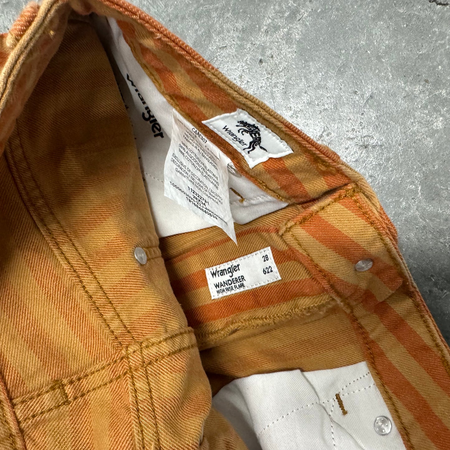 Orange Striped Bell Bottom Jeans