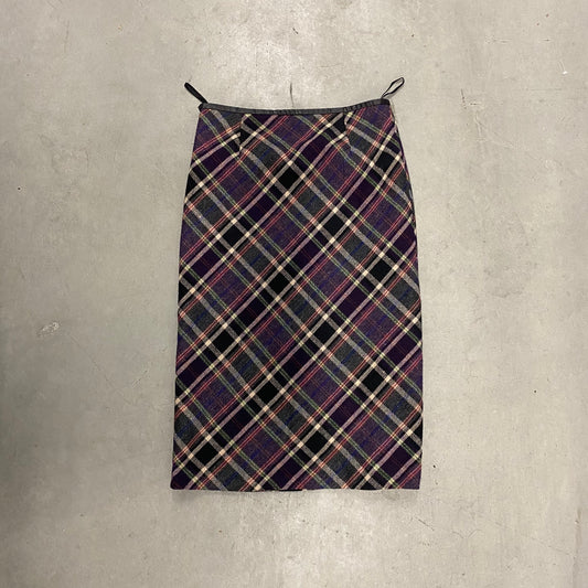Vintage Purple Plaid Midi Skirt