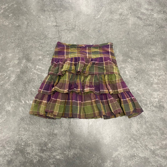 Vintage Plaid Purple Tiered Skirt