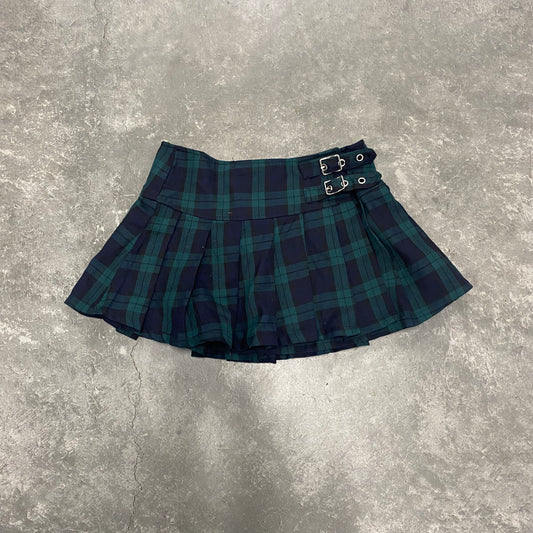 Green Plaid Mini Skirt