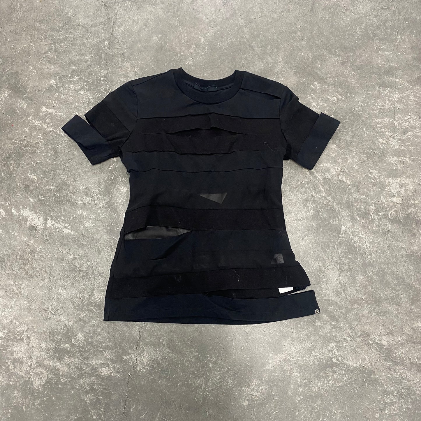 Black Cut Out Mesh Tee