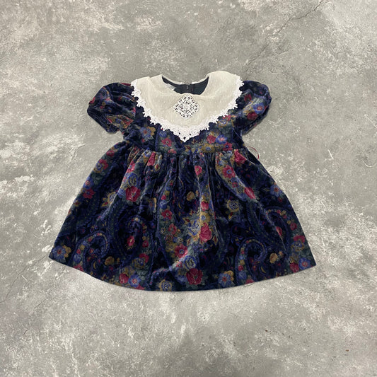 Vintage Dark Velvet Baby Doll Dress 2T