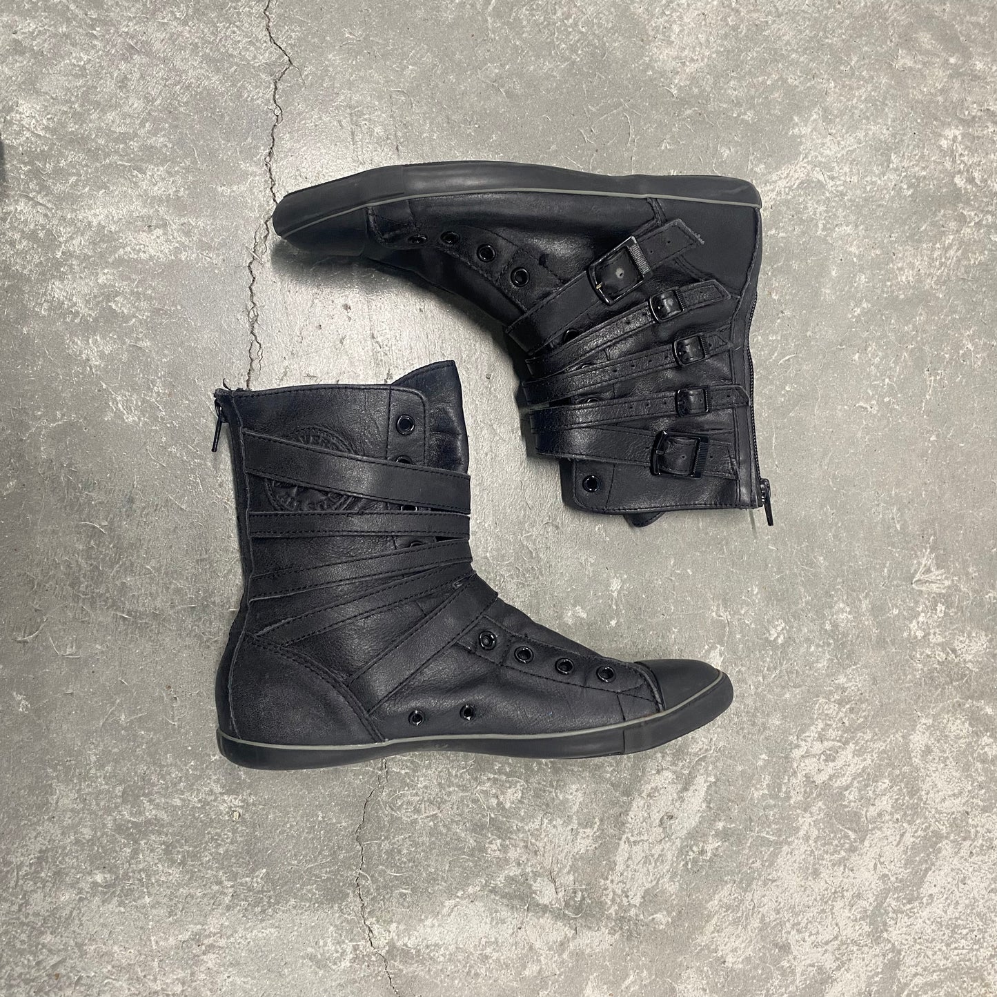 Black Belted Converse High Top 7 1/2 W