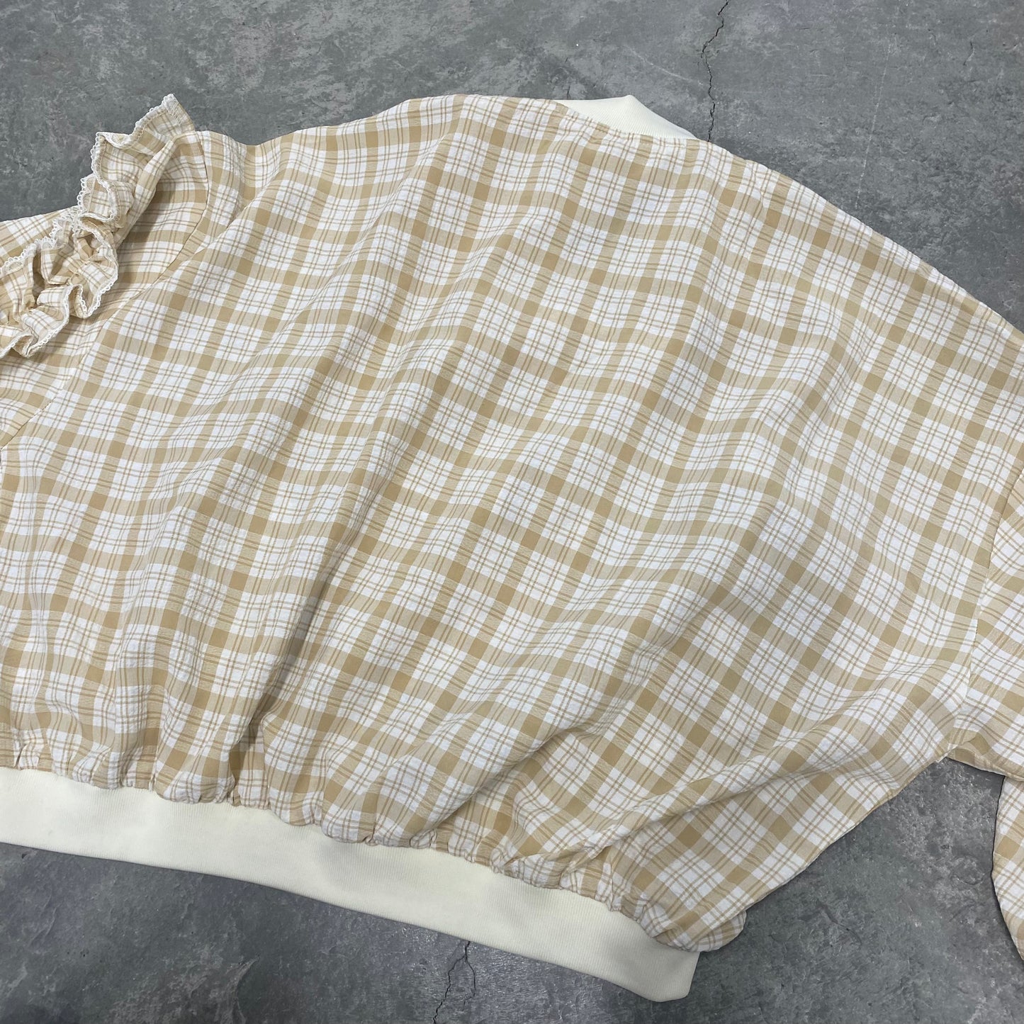 Baggy Plaid Ruffle Jacket