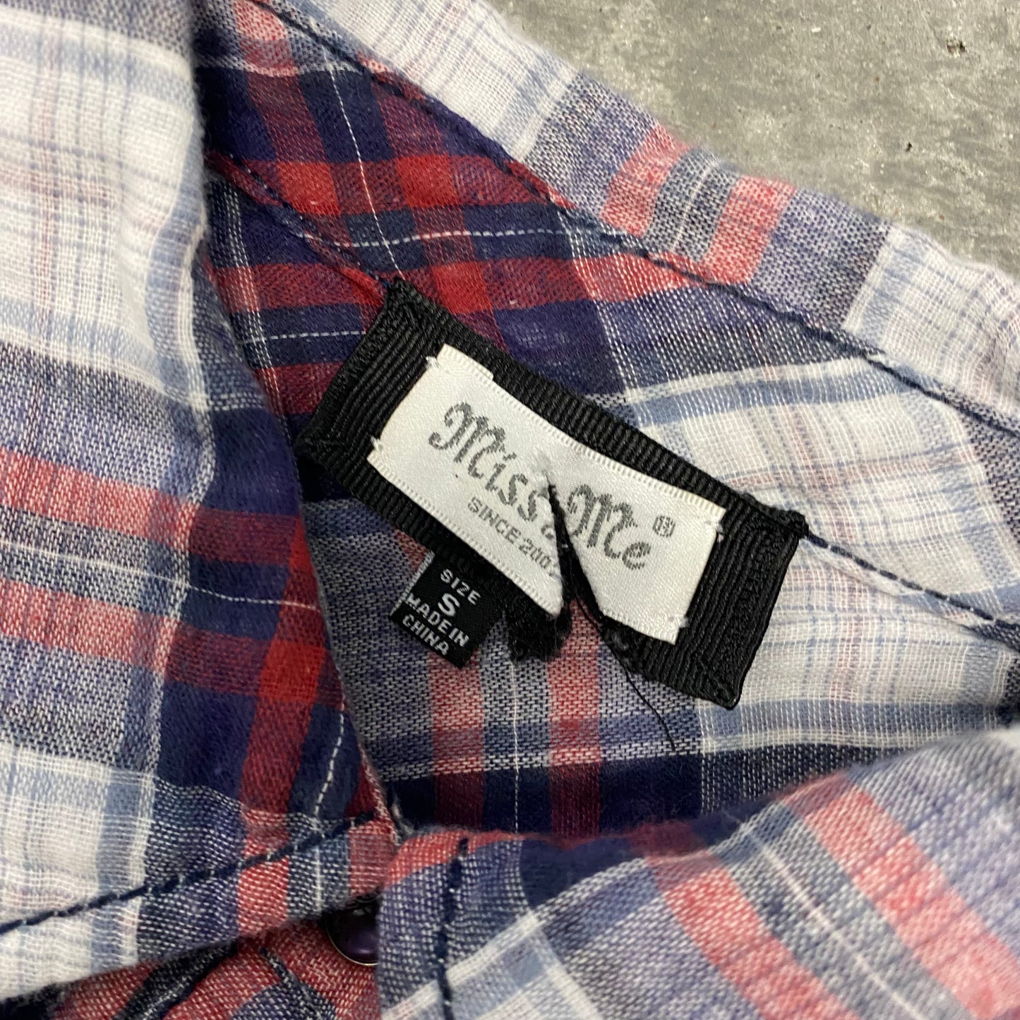 Vintage Plaid Studded Button Up