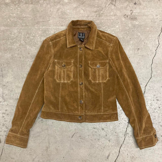 Vintage Brown Off Stitch Leather Jacket