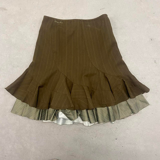 DNKY Green Tired Pinstripe Skirt