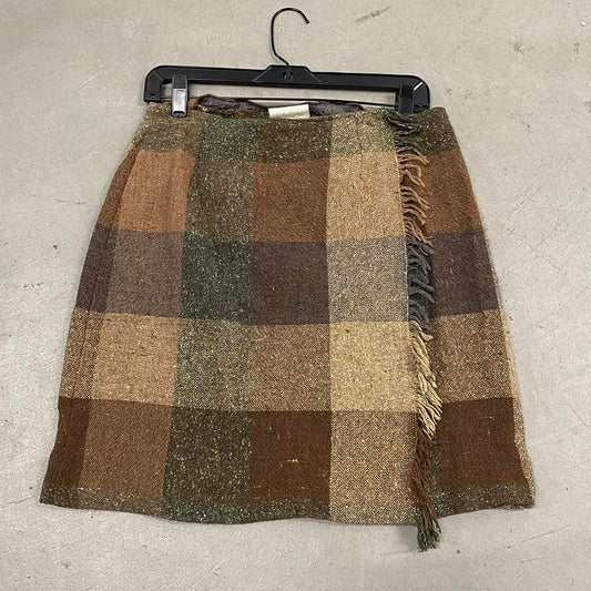 Vintage Brown Plaid Wrap Skirt