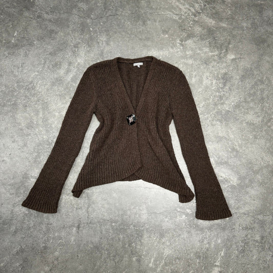 Brown Knitted Asymetrical Cardigan