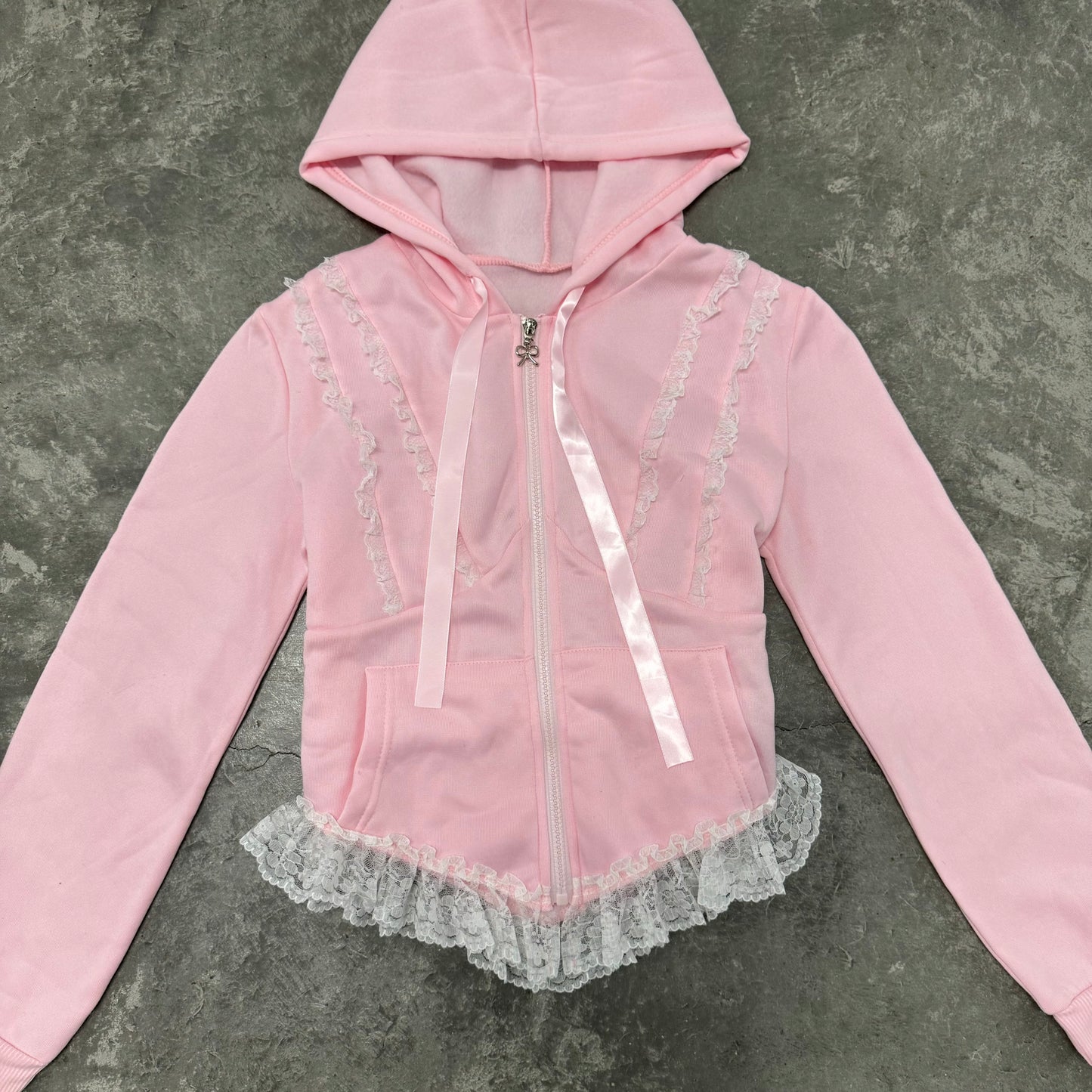 Light Weight Pink Lace Corset Hoodie