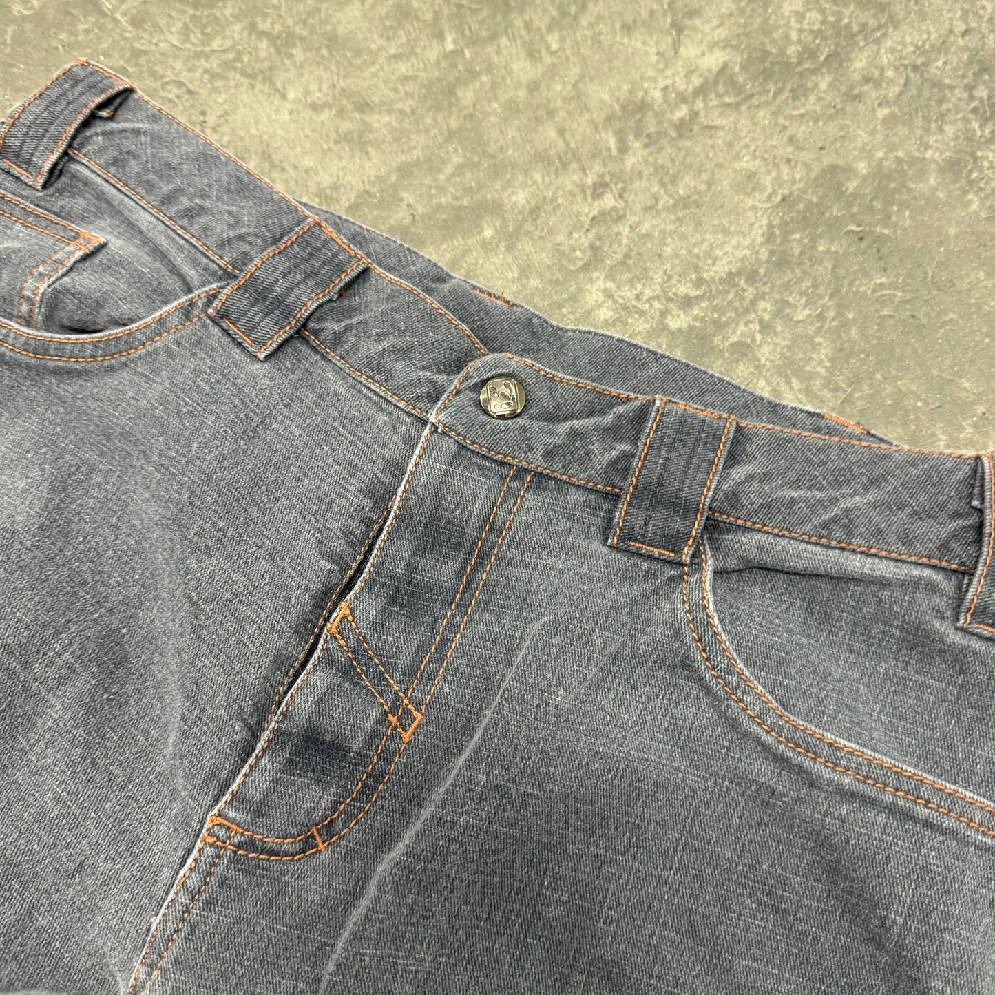 Denim Offstitch Orange  Light Grey Pants