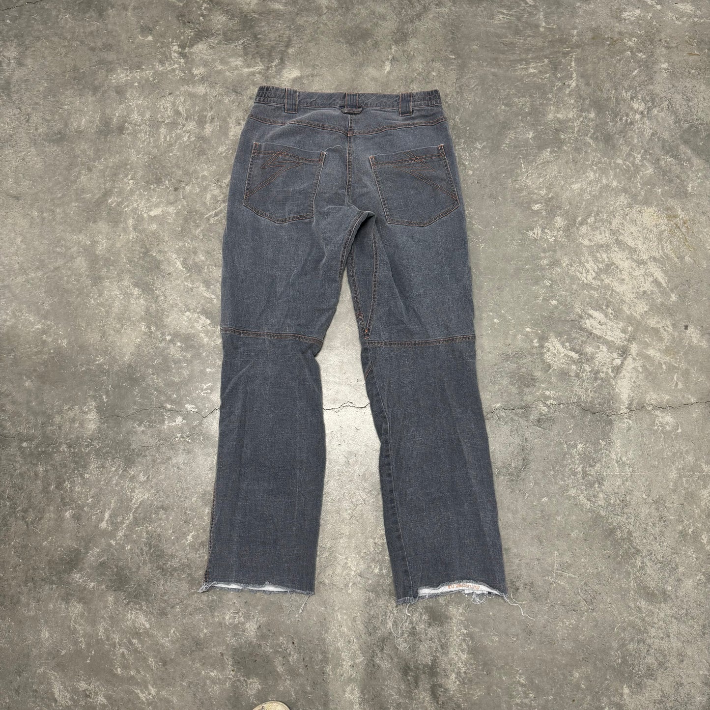 Denim Offstitch Orange  Light Grey Pants