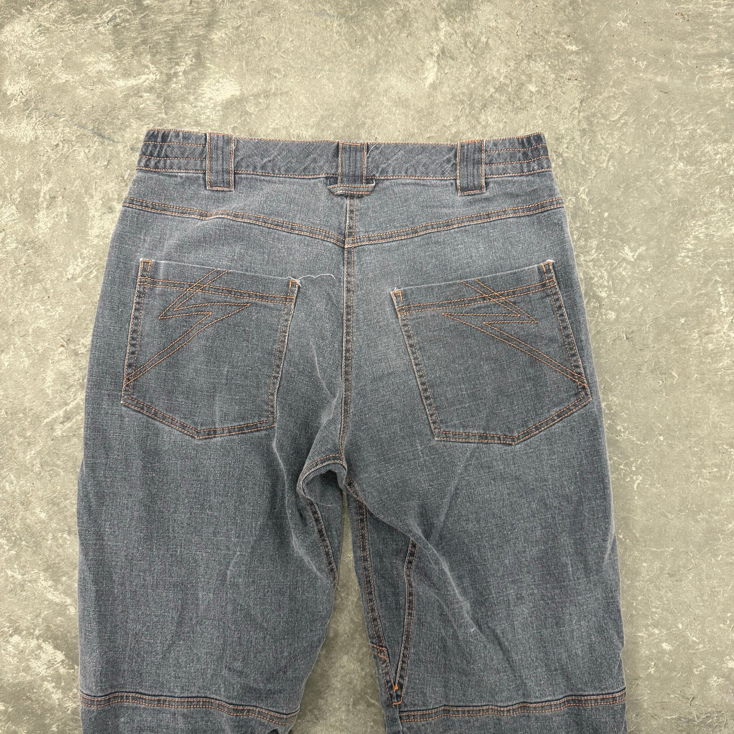 Denim Offstitch Orange  Light Grey Pants