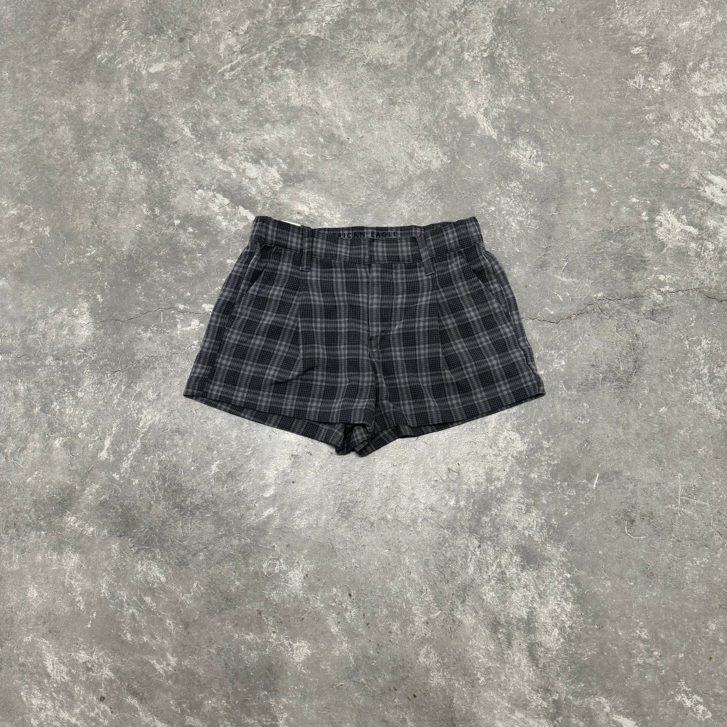 Black Plaid Micro Shorts