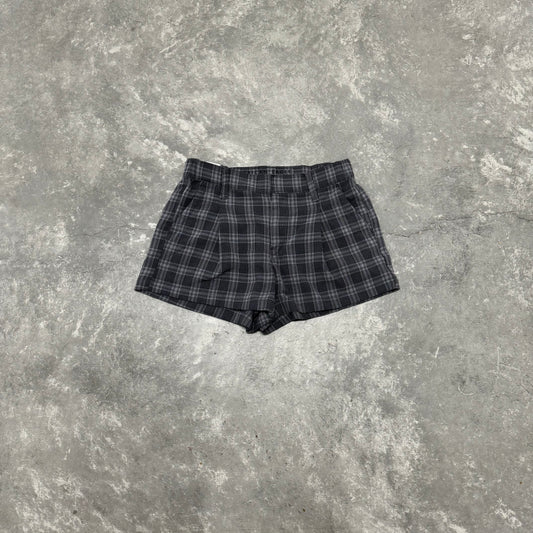 Black Plaid Micro Shorts