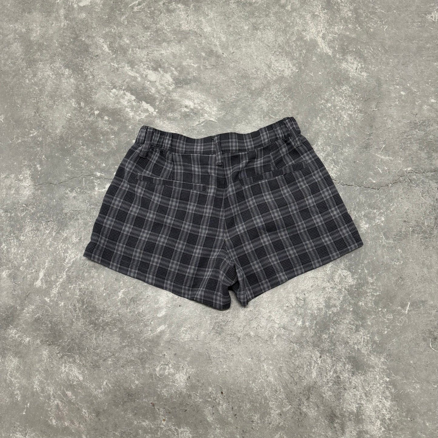 Black Plaid Micro Shorts