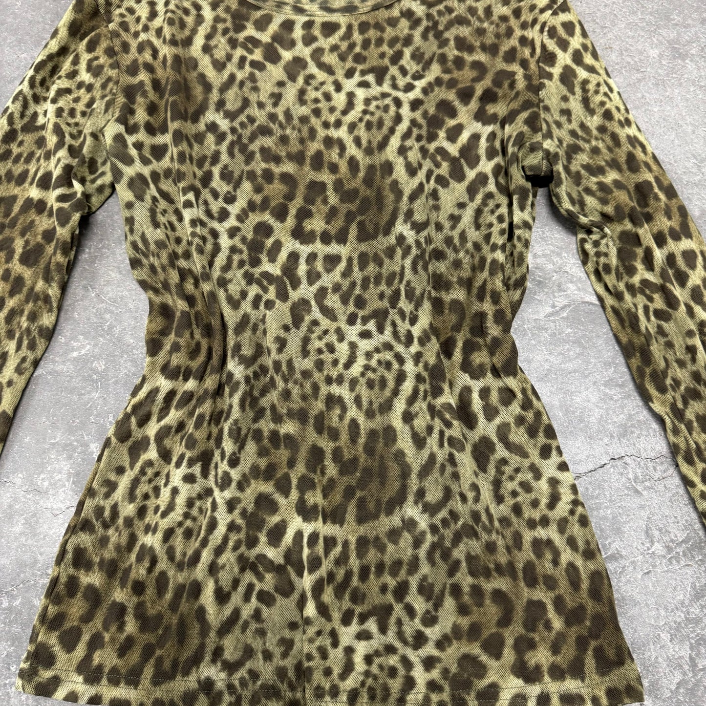 Green Mesh Animal Print Long Sleeve