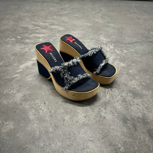 Vintage Star Denim Platform Sandals 5W