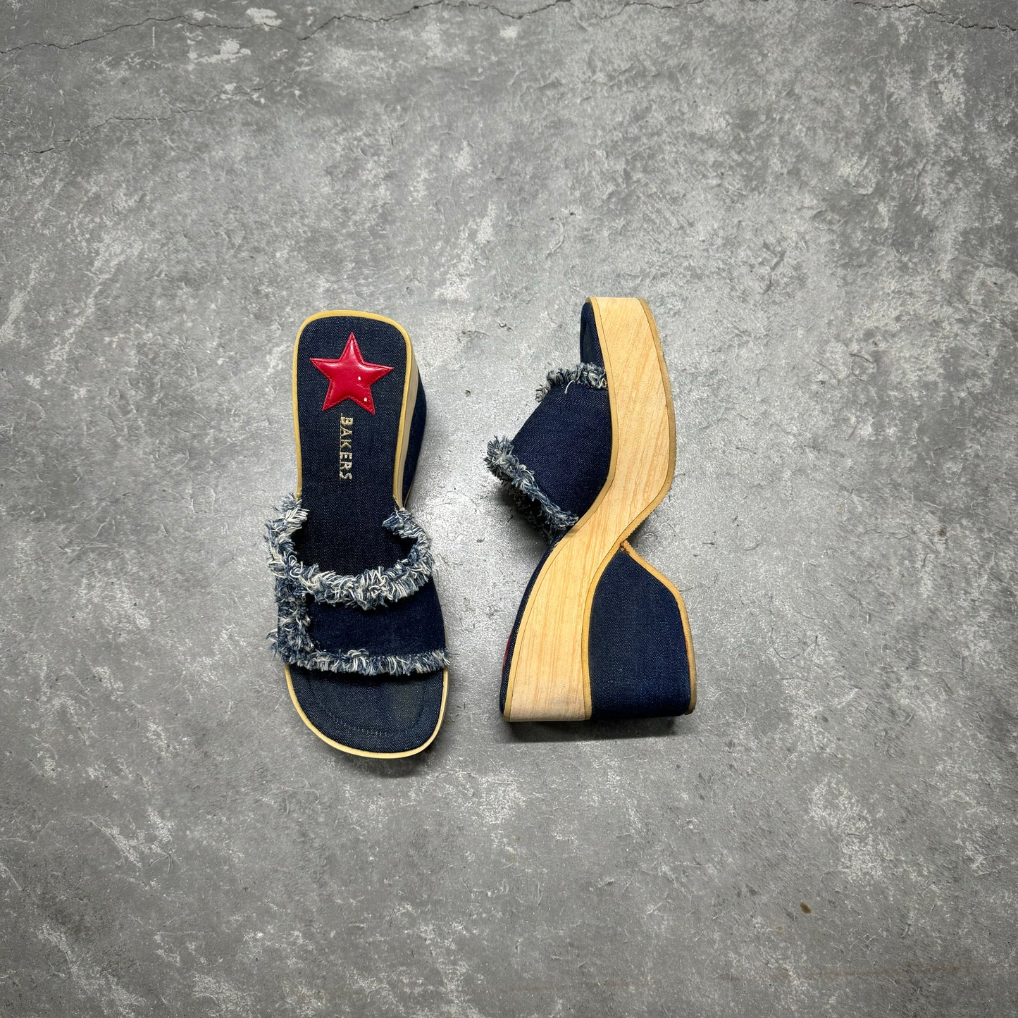 Vintage Star Denim Platform Sandals 5W