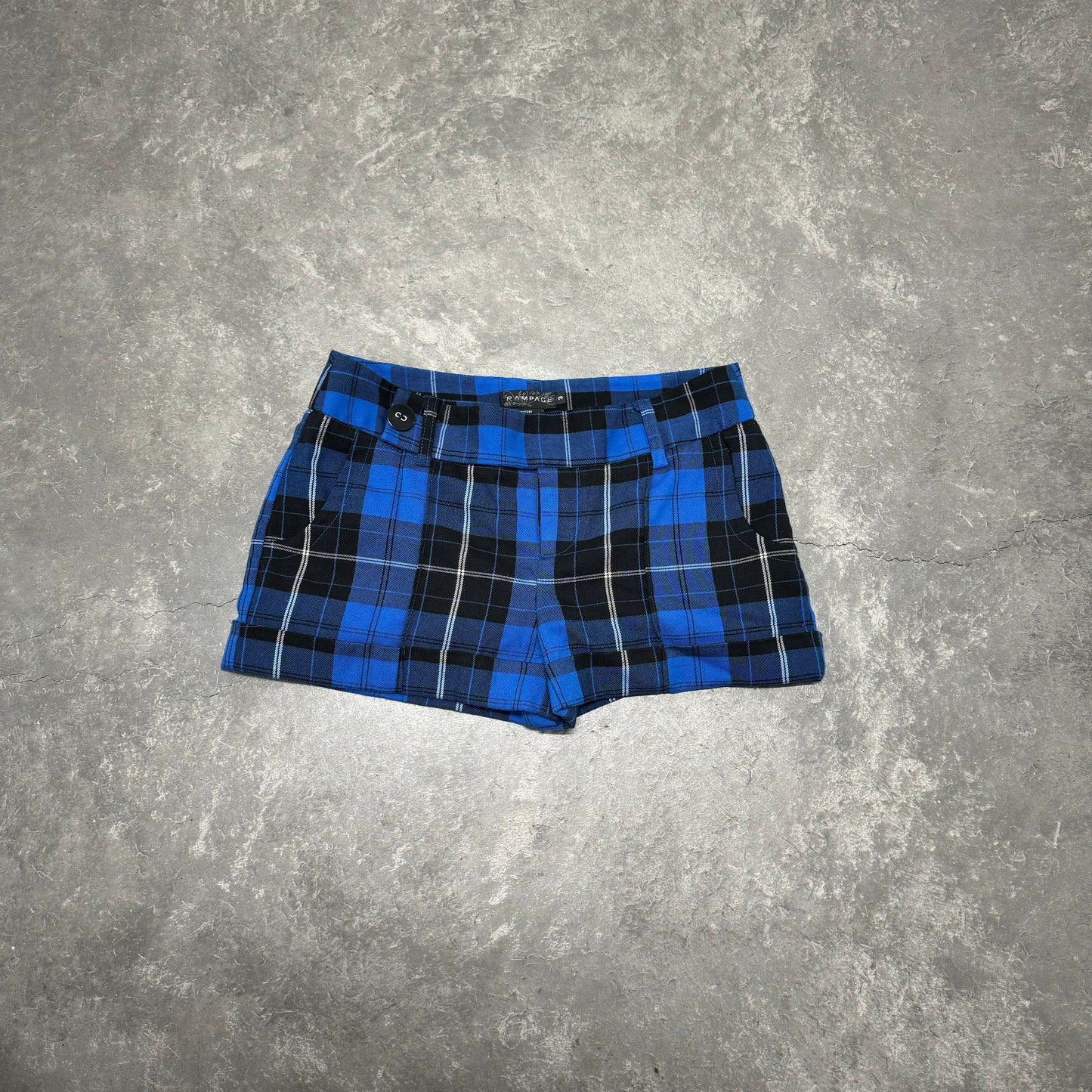 Vintage Blue Plaid Mini Shorts