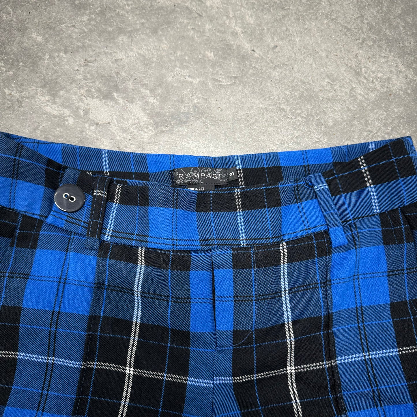 Vintage Blue Plaid Mini Shorts