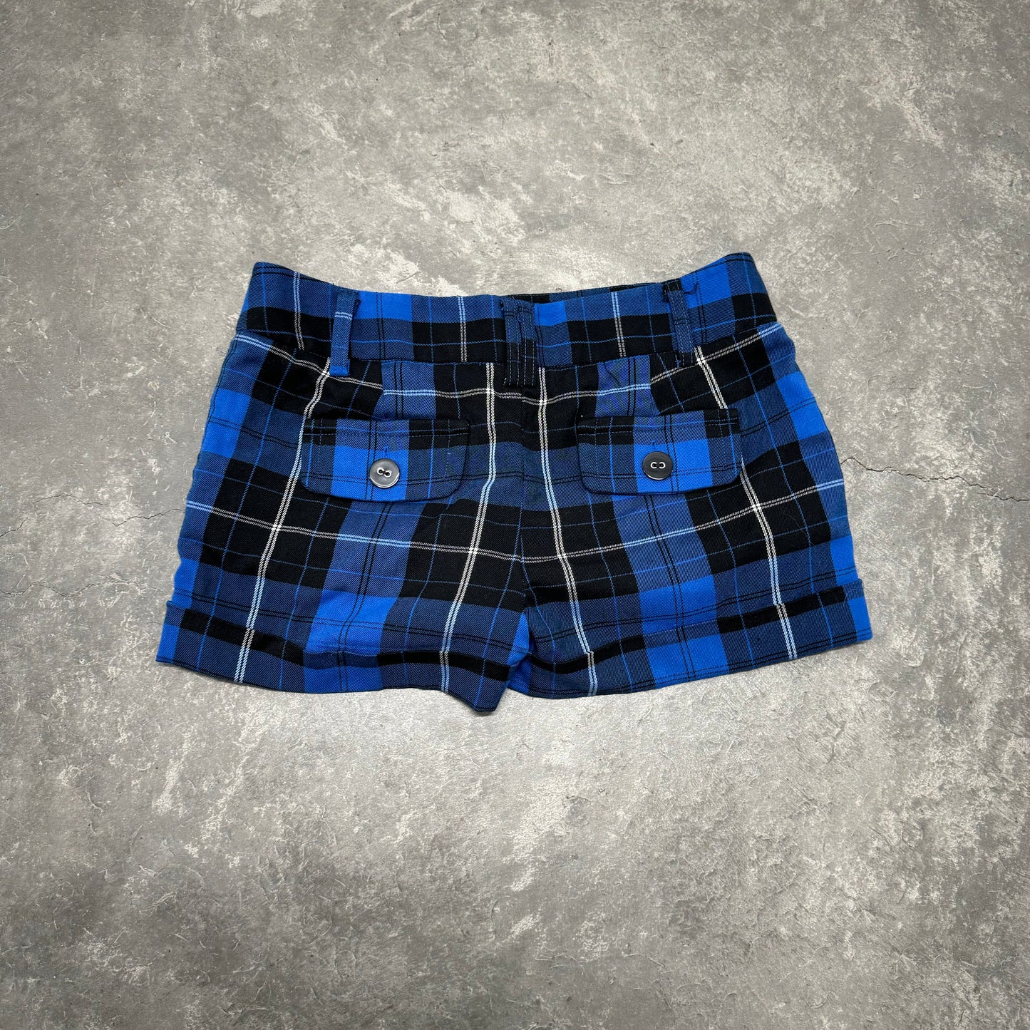 Vintage Blue Plaid Mini Shorts