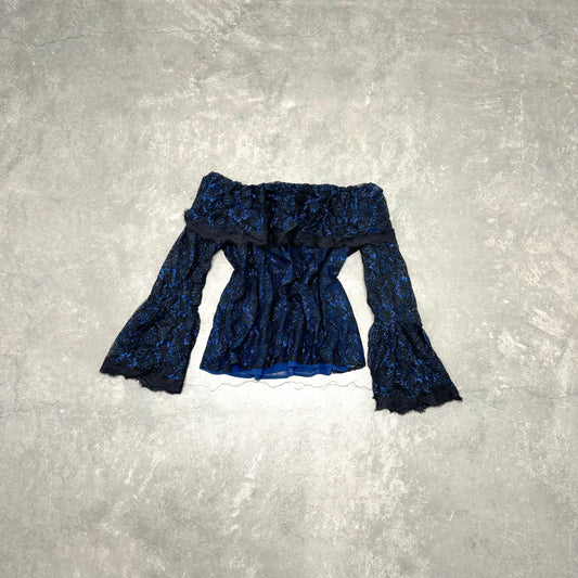 Plus Size Blue/Black Grudge Lace Top