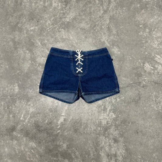 Vintage Lace Up Denim Shorts