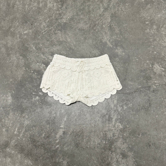 White Knit Mini Shorts