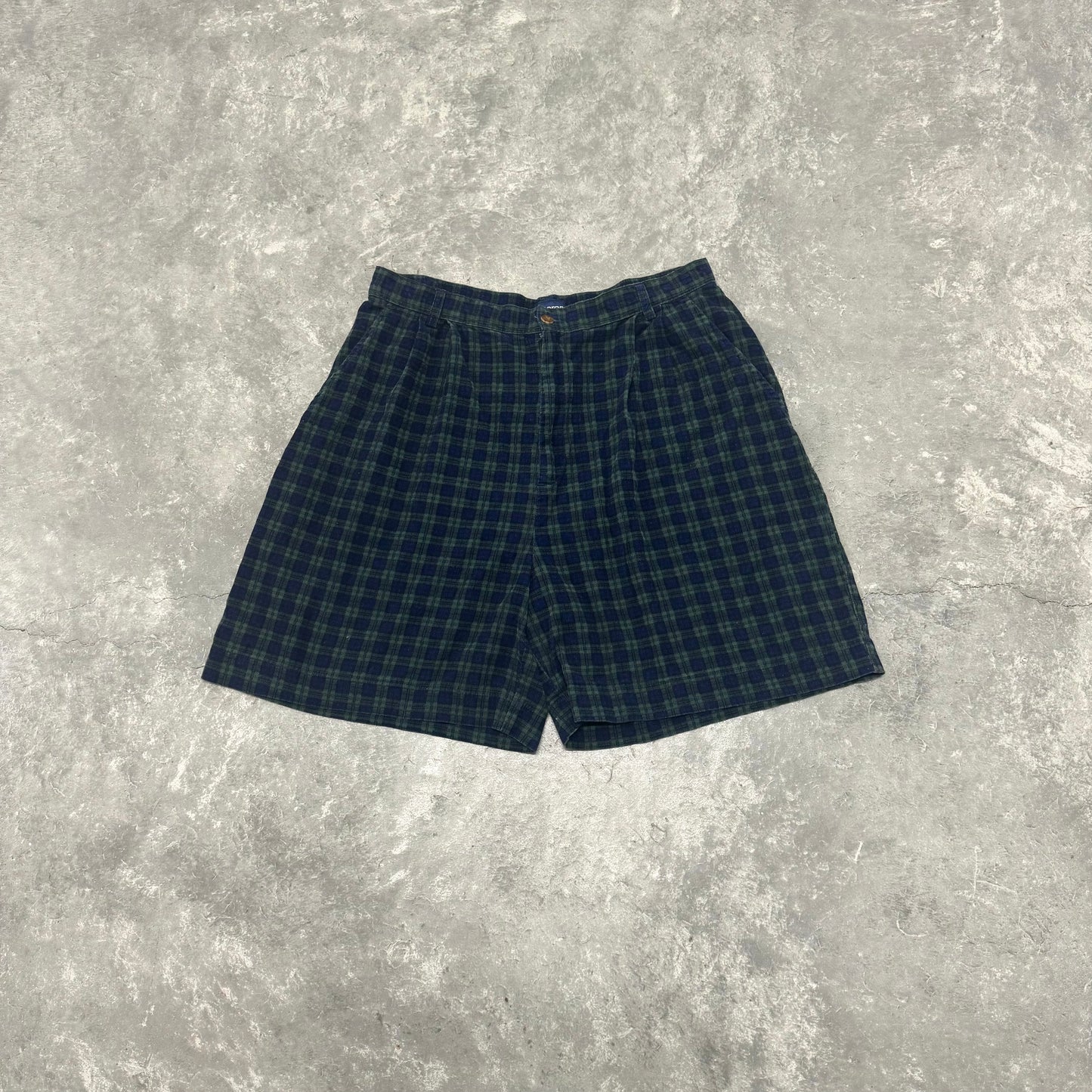 Vintage Green Plaid Courduroy Shorts