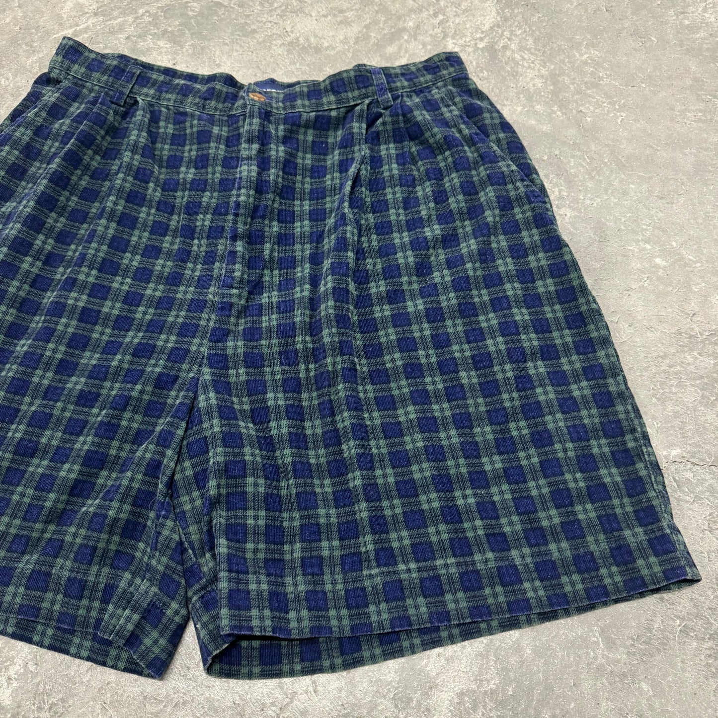 Vintage Green Plaid Courduroy Shorts