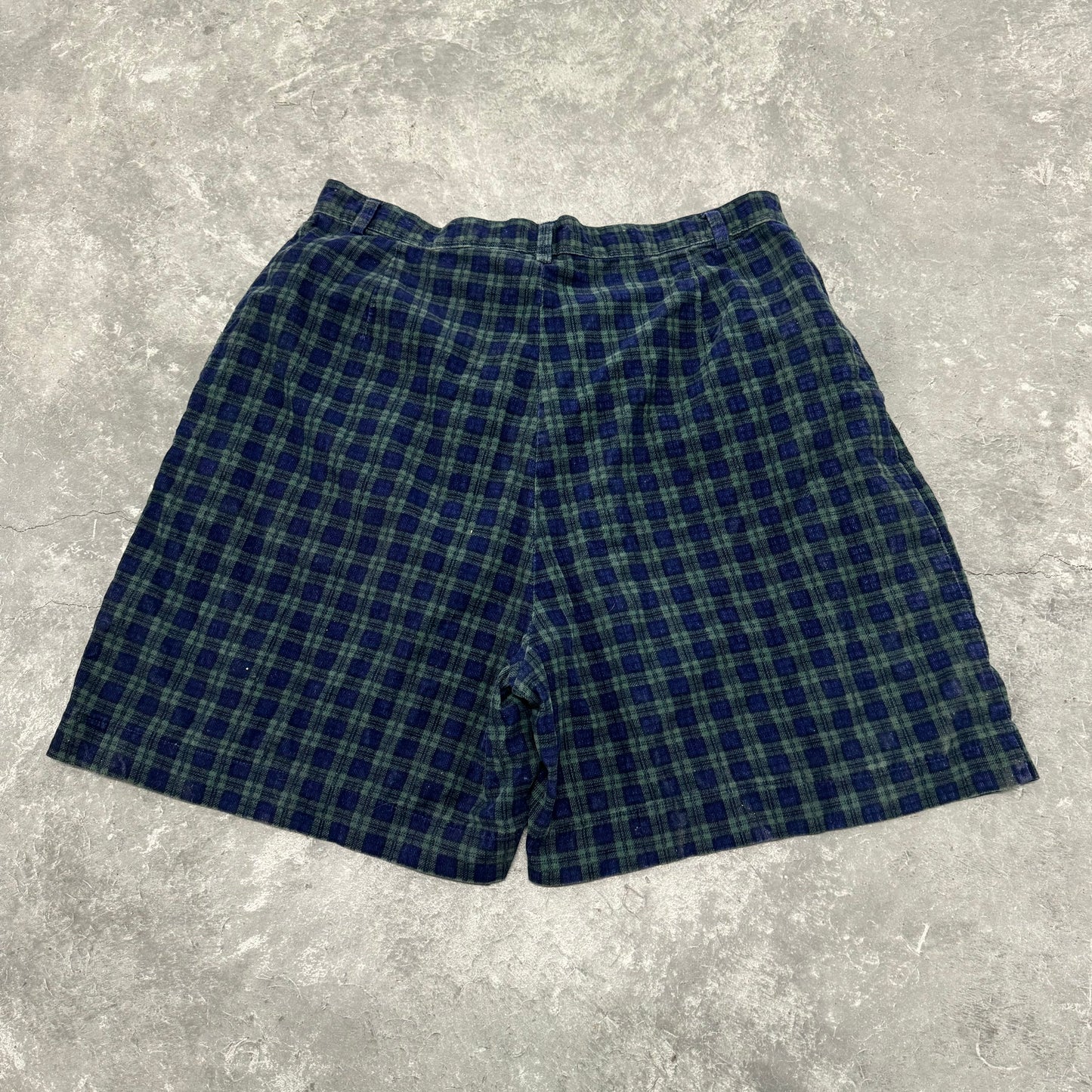 Vintage Green Plaid Courduroy Shorts