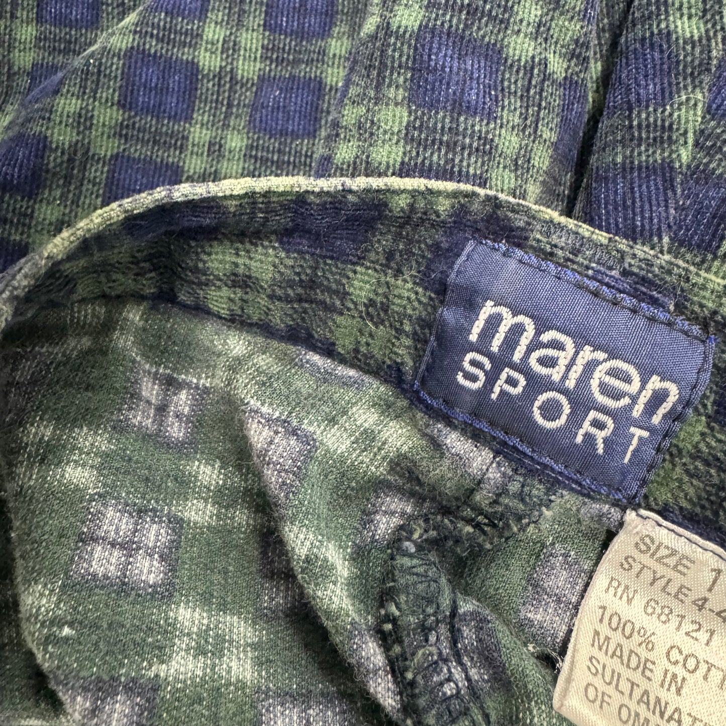 Vintage Green Plaid Courduroy Shorts