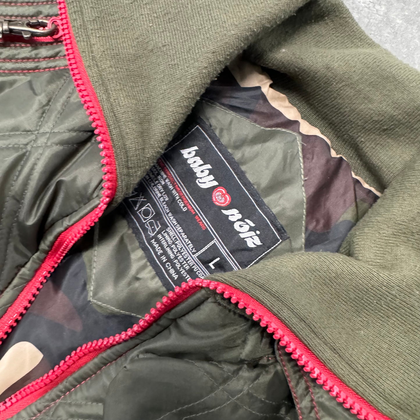 Vintage Army Green Quilted Bomber