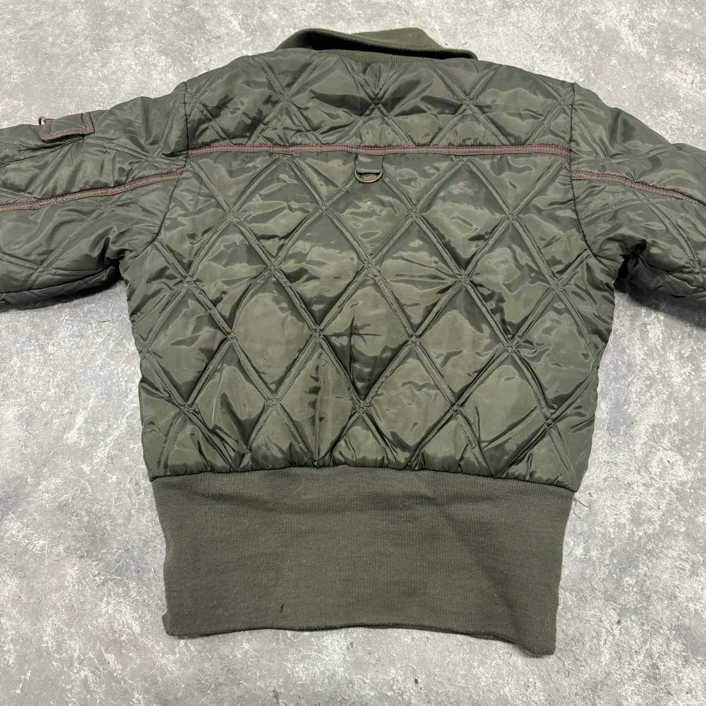 Vintage Army Green Quilted Bomber