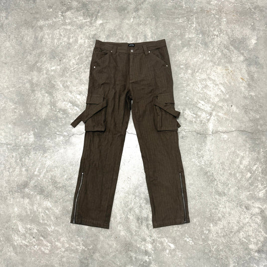 Brown Cotton Utility Pants