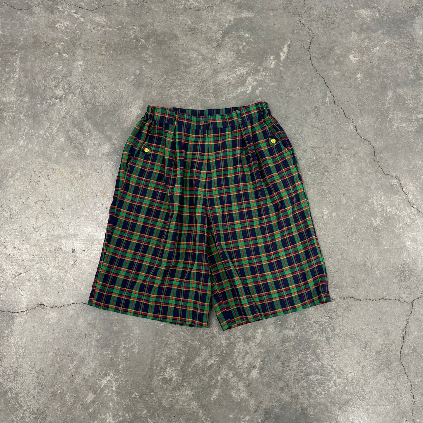 Vintage Plaid Green Shorts