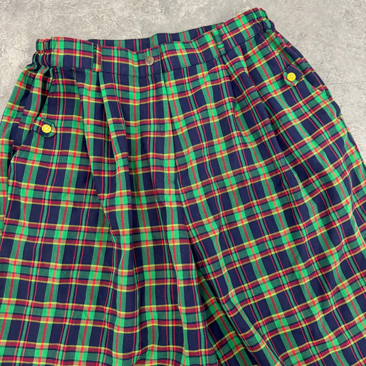 Vintage Plaid Green Shorts