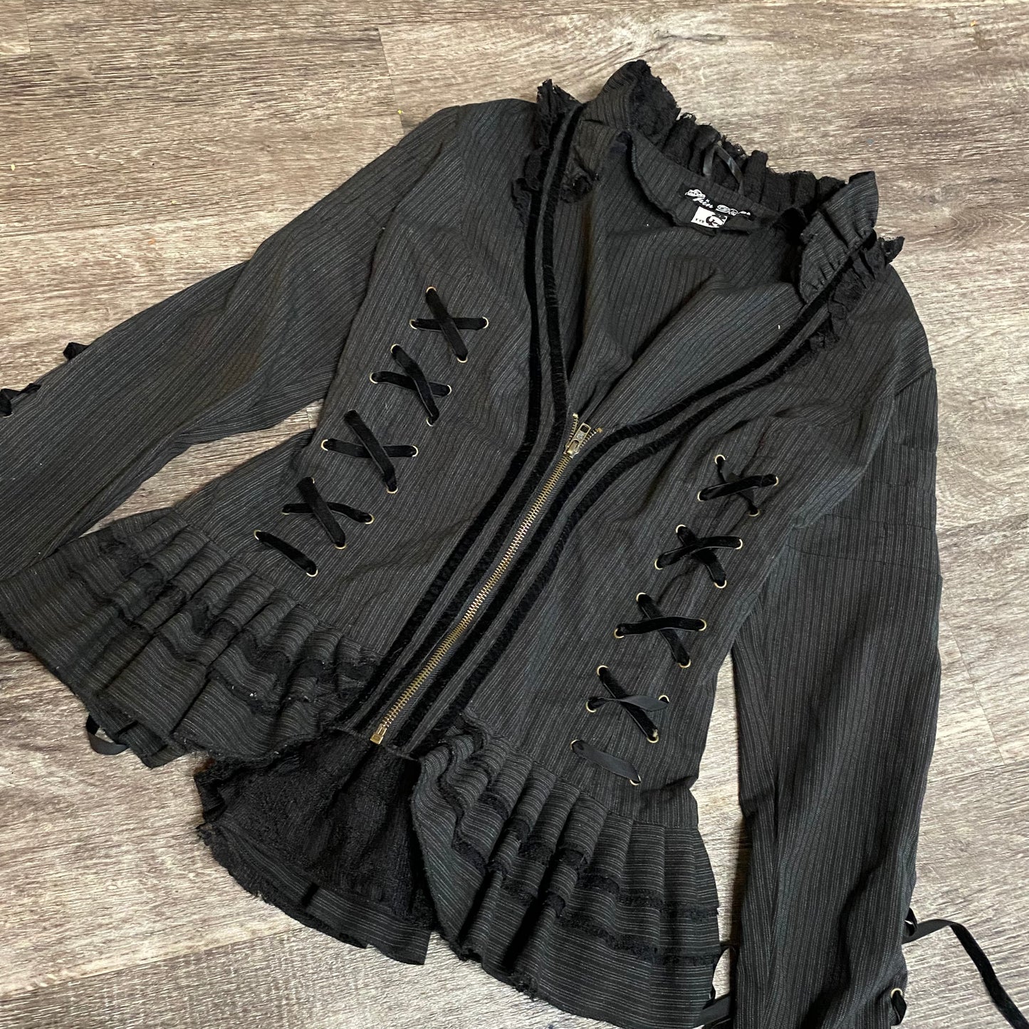 Plus Size Pinstripe Gothic Lace Jacket