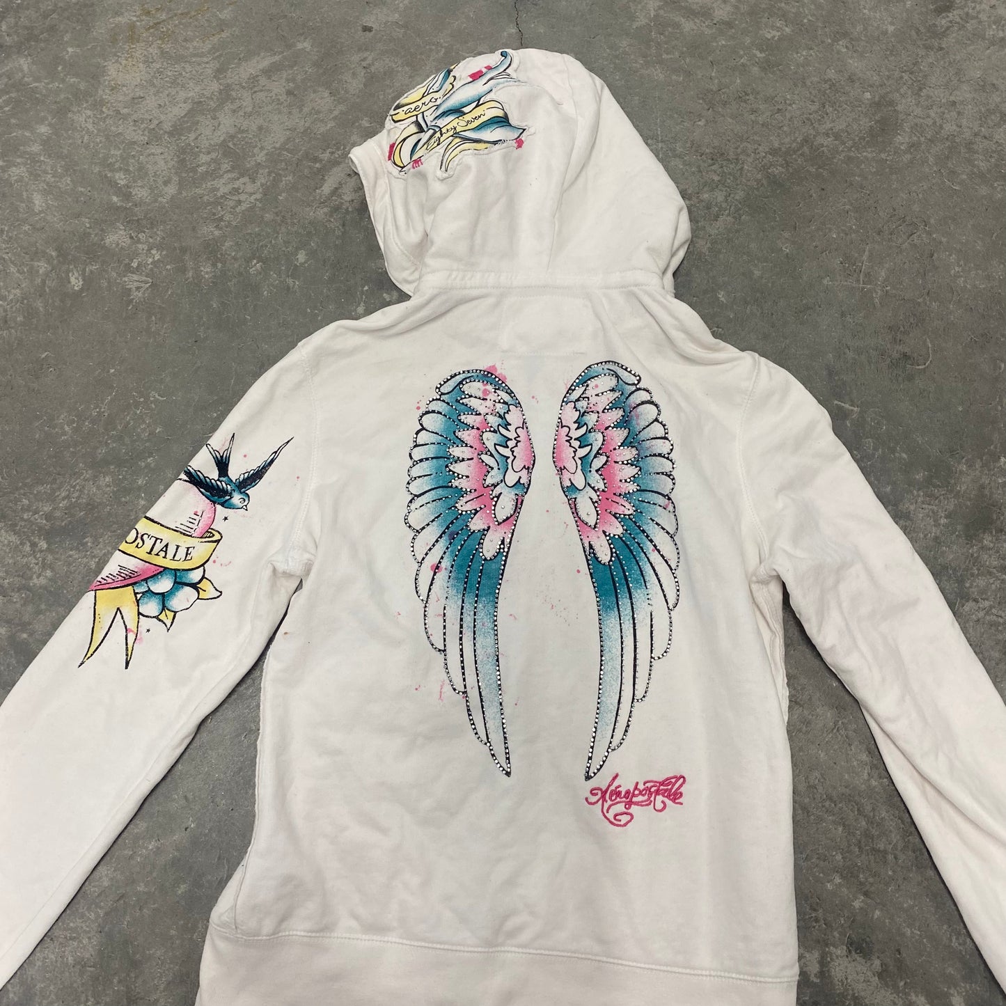 Y2K White Angel Wings Hoodie