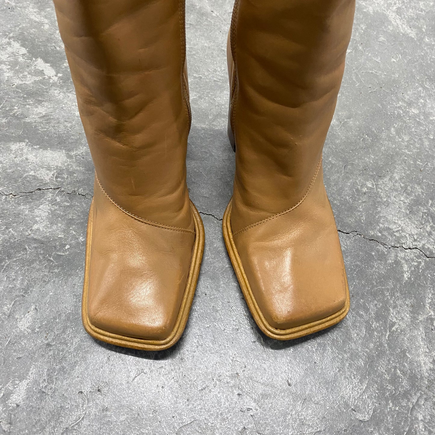 Tan Squared Toed Ankle Boots