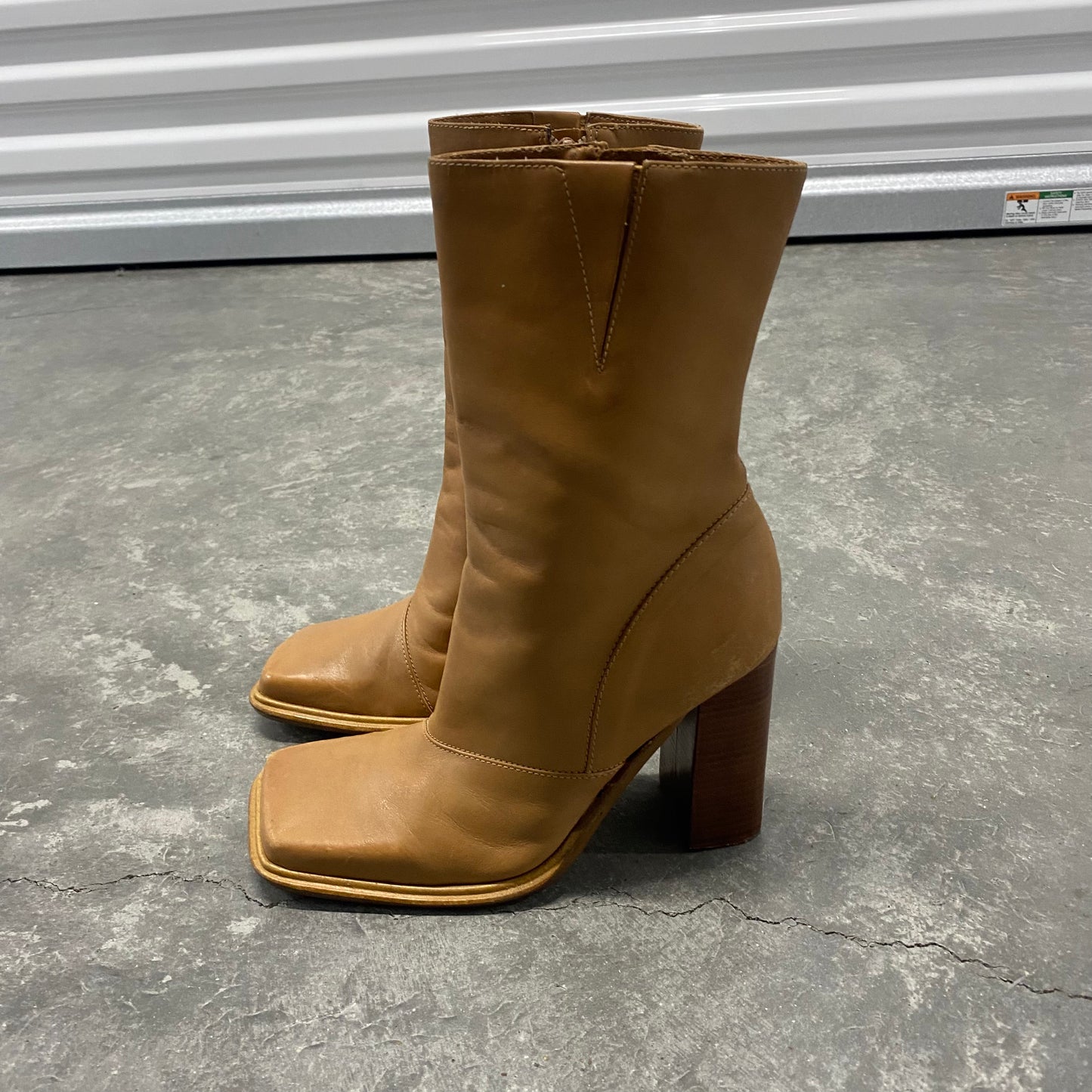 Tan Squared Toed Ankle Boots